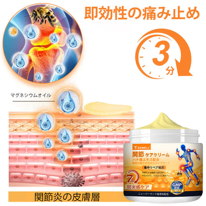 ⚡BSWELL® ハチ毒エキス配合 関節ケアクリーム｜関節サポート・膝・腰・肩の違和感ケア｜ニュージーランド産原料使用 高機能リペアクリーム